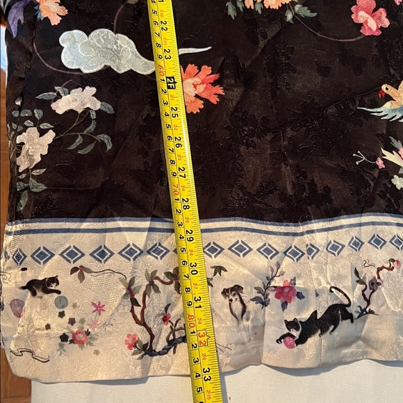 MUKZIN Animal Print Cheongsam Shirt kimono cats birds dynasty L - Picture 6 of 10
